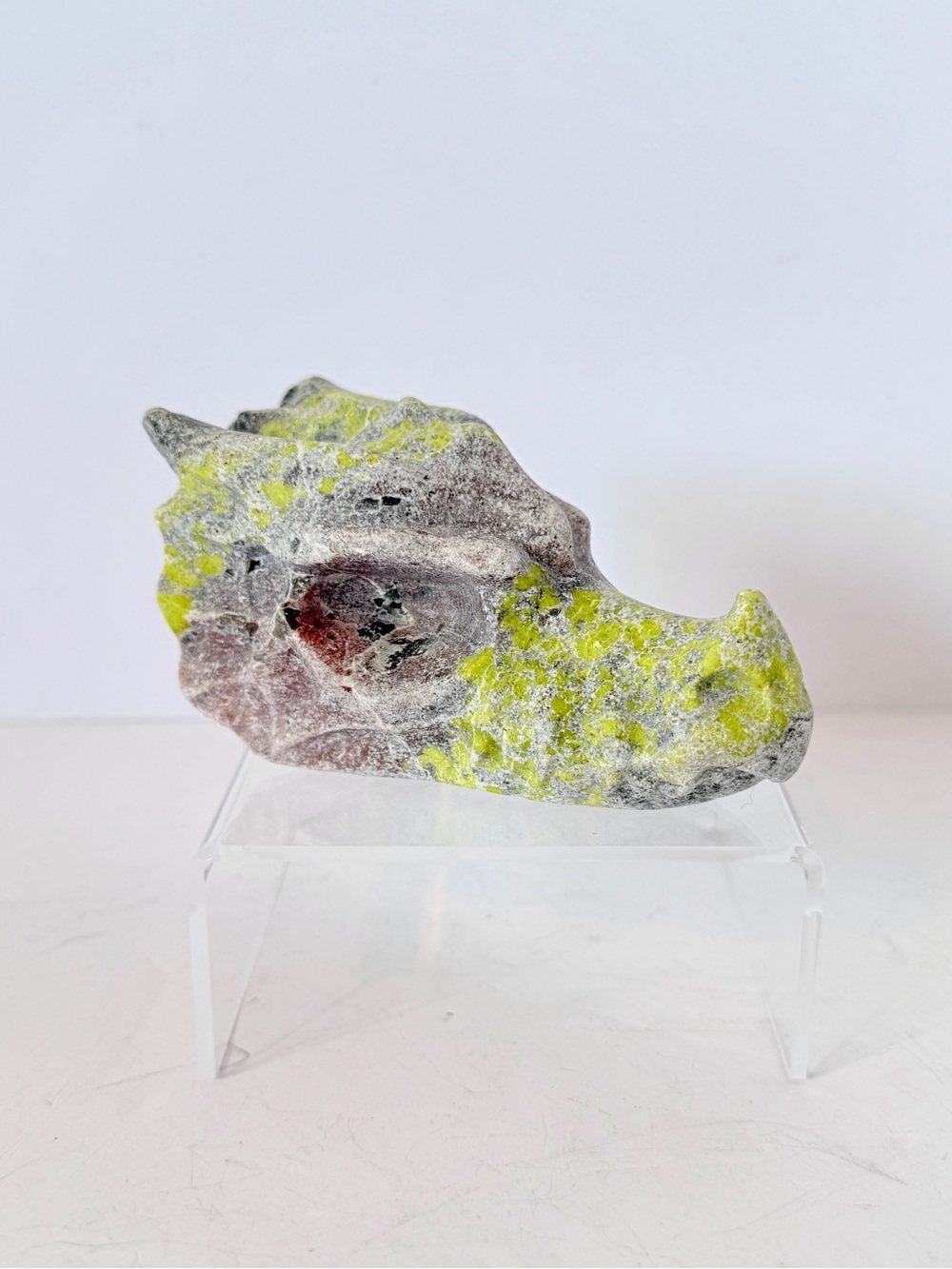 Unakite Dragon Head Carving Crystal Dragon Skull Sculpture Stone Figurine 278g